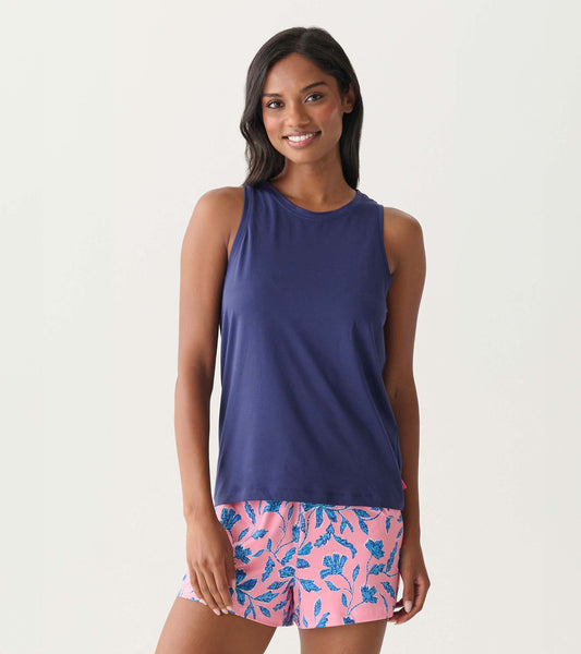 Women's Navy Polyknit Scoop Neck Tank Top