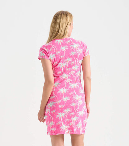 Robe t-shirt à encolure ronde – Palmiers