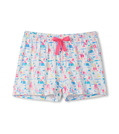 Women's Painted Sailboats Polyknit Pajama Shorts