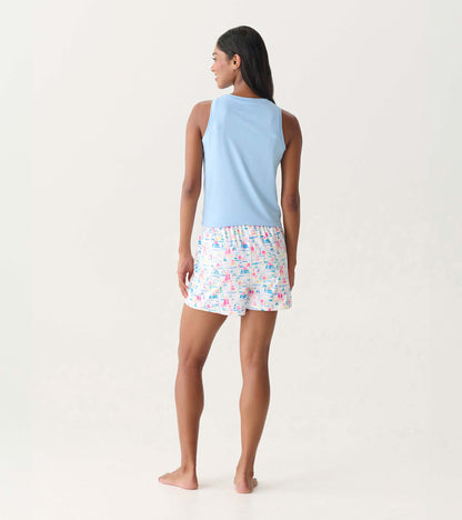 Women's Painted Sailboats Polyknit Pajama Shorts