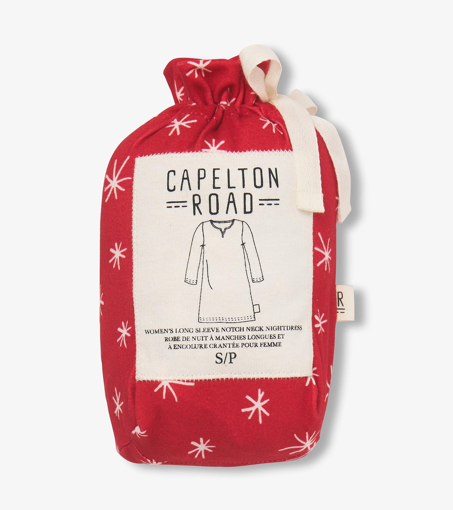 Women's Red Snowflakes Polyknit Long Sleeve Nightshirt