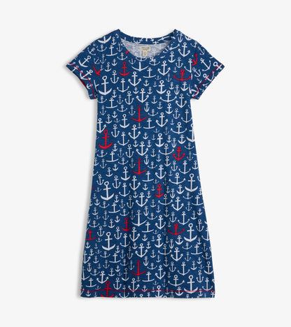 Robe t-shirt à encolure ronde – Ancres superposées