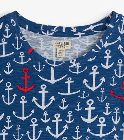 Robe t-shirt à encolure ronde – Ancres superposées
