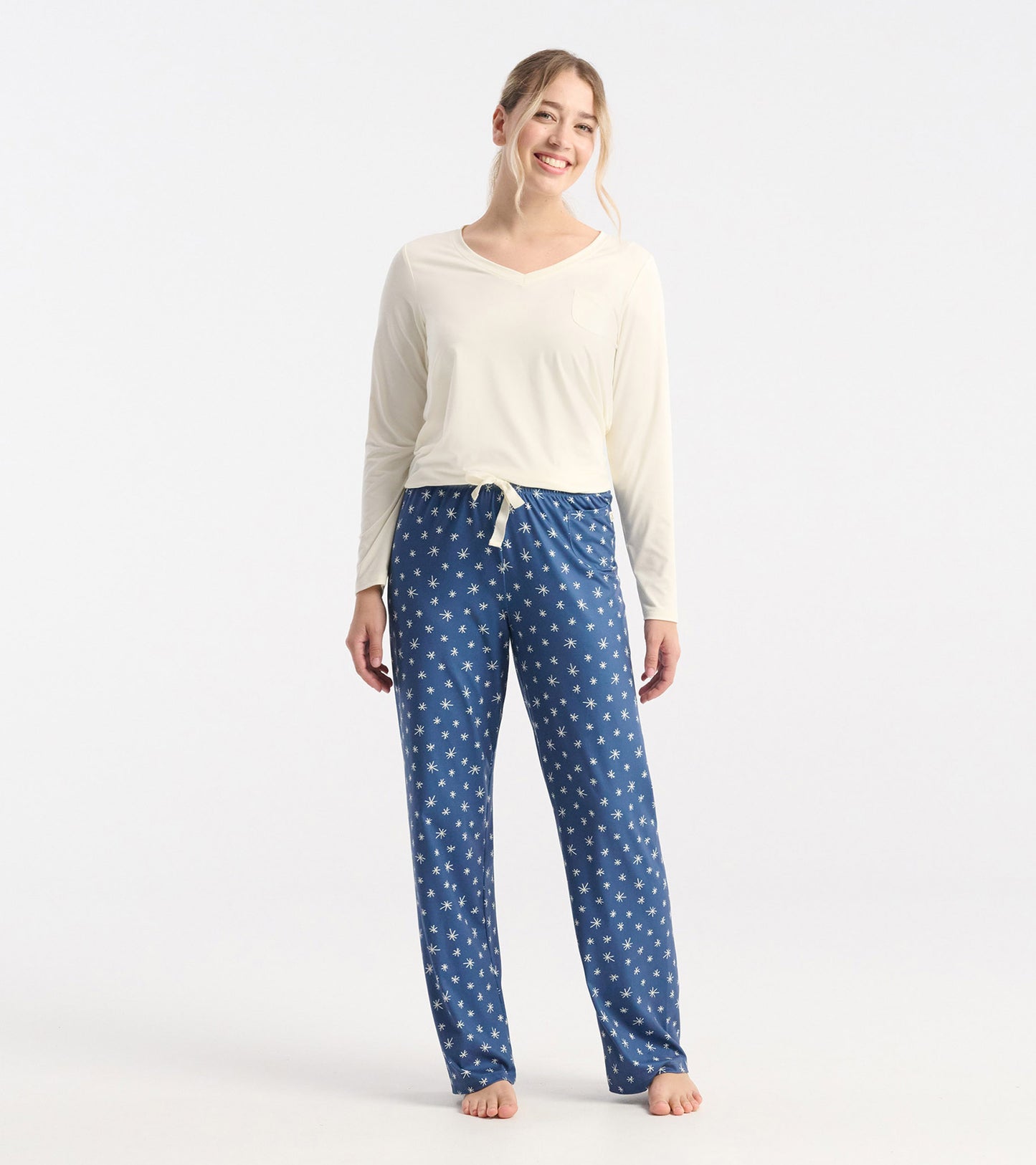 Women's Blue Snowflakes Polyknit Pajamas Pants