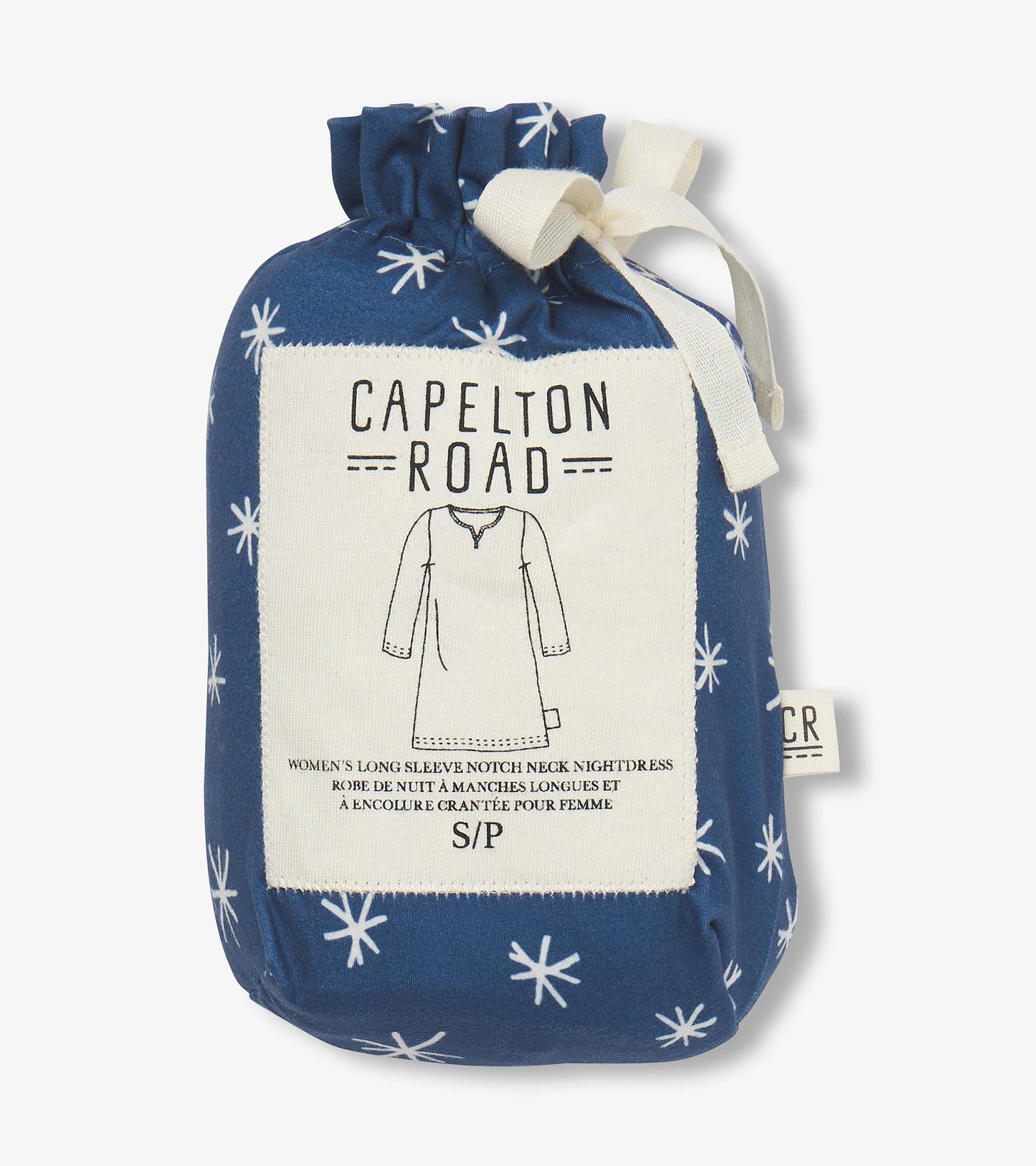 Chemise de nuit à manches longues – Flocons de neige bleu