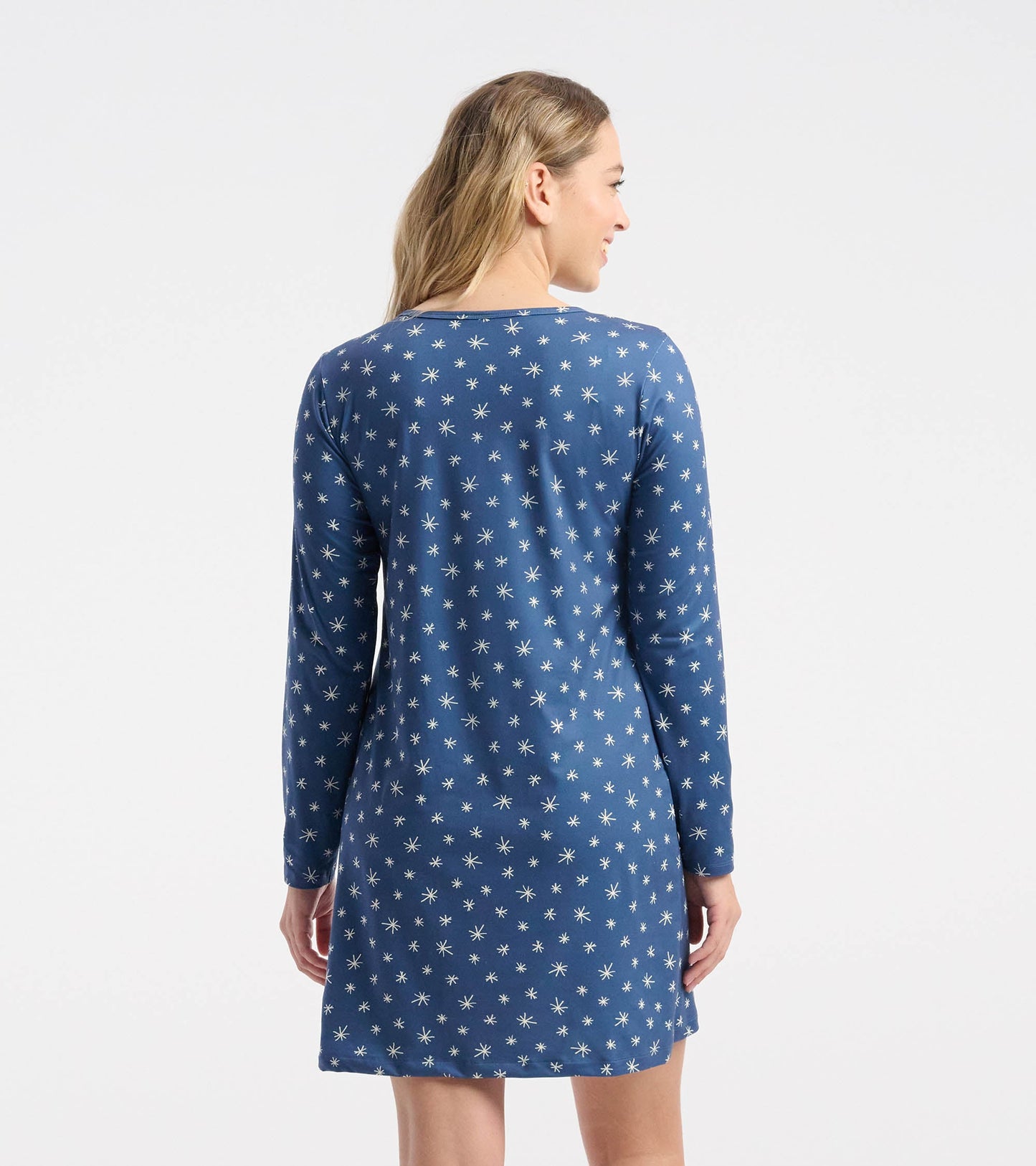 Chemise de nuit à manches longues – Flocons de neige bleu
