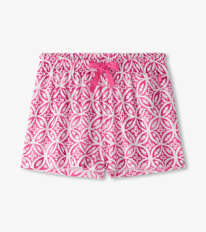 Women's Pink Lotus Polyknit Pajama Shorts