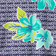 View Women's Bold Floral Notch Neck Dress - Teal and yellow floral design on a purple woven background