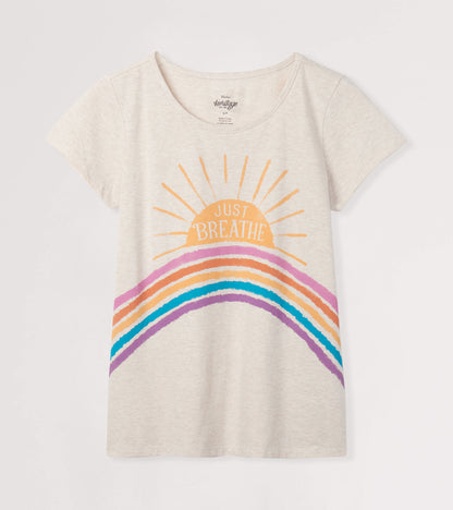 T-shirt en jersey flammé pour femme, collection Heritage – Soleil et arc-en-ciel