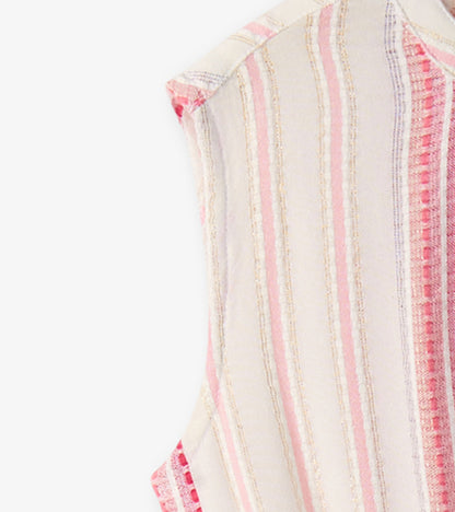 Robe à taille froncée – Ruban à rayures
