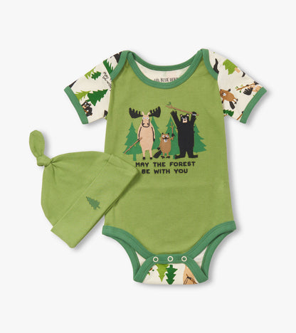 Cache-couche et bonnet – Animaux des bois « May the Forest Be With you »