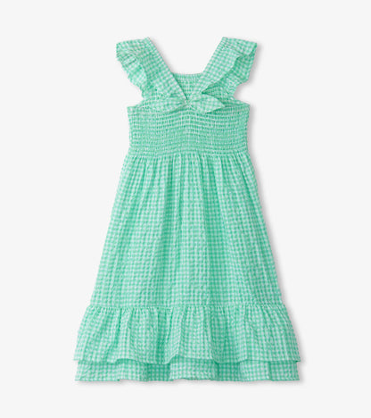 Robe froncée en seersucker – Vichy