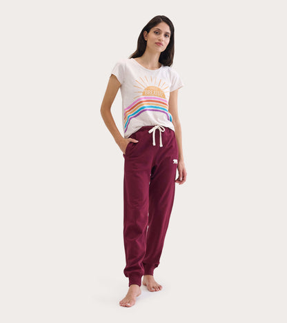 T-shirt en jersey flammé pour femme, collection Heritage – Soleil et arc-en-ciel