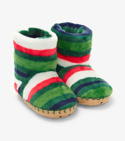 Pantoufles en molleton pour enfant – Rayures des fêtes