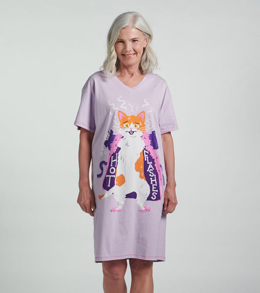 Chemise de nuit pour femme – Chat « Hot Flashes »