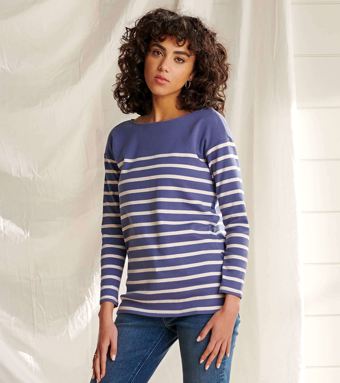 Ali Breton Top - Indigo Stripes