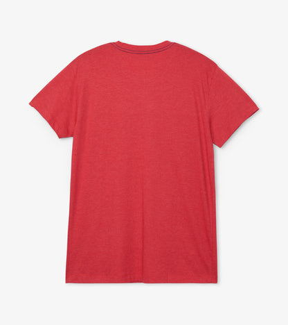 Red short-sleeve men's tee with a relaxed fit, featuring a smooth texture and simple design.