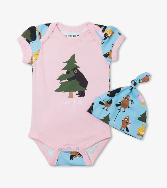 Cache-couche et bonnet – Vie dans la nature, rose