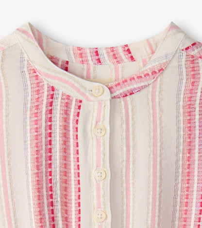 Robe à taille froncée – Ruban à rayures