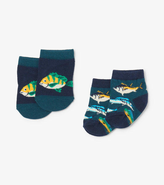 Chaussettes pour bébé (deux paires) – Poissons sportifs