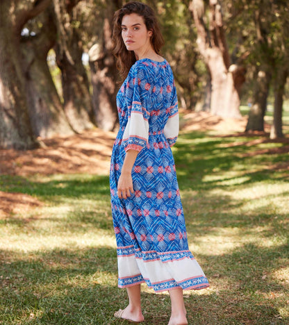 Robe longue celine – Motifs de losanges créés par shibori