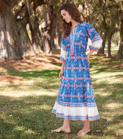 Robe longue celine – Motifs de losanges créés par shibori