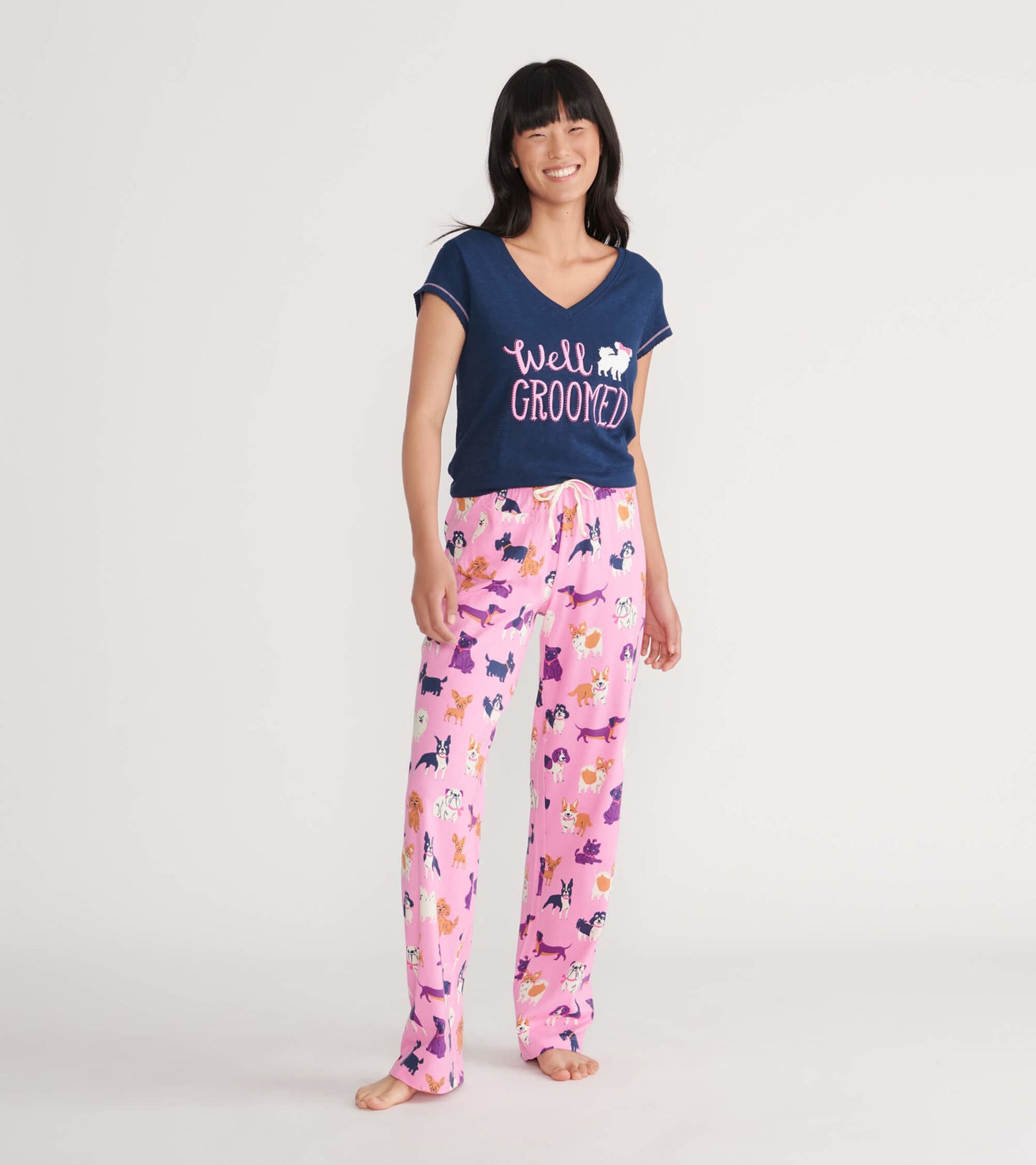T-shirt à encolure en V pour femme – Chiot « Well Bred »