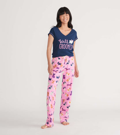 T-shirt à encolure en V pour femme – Chiot « Well Bred »