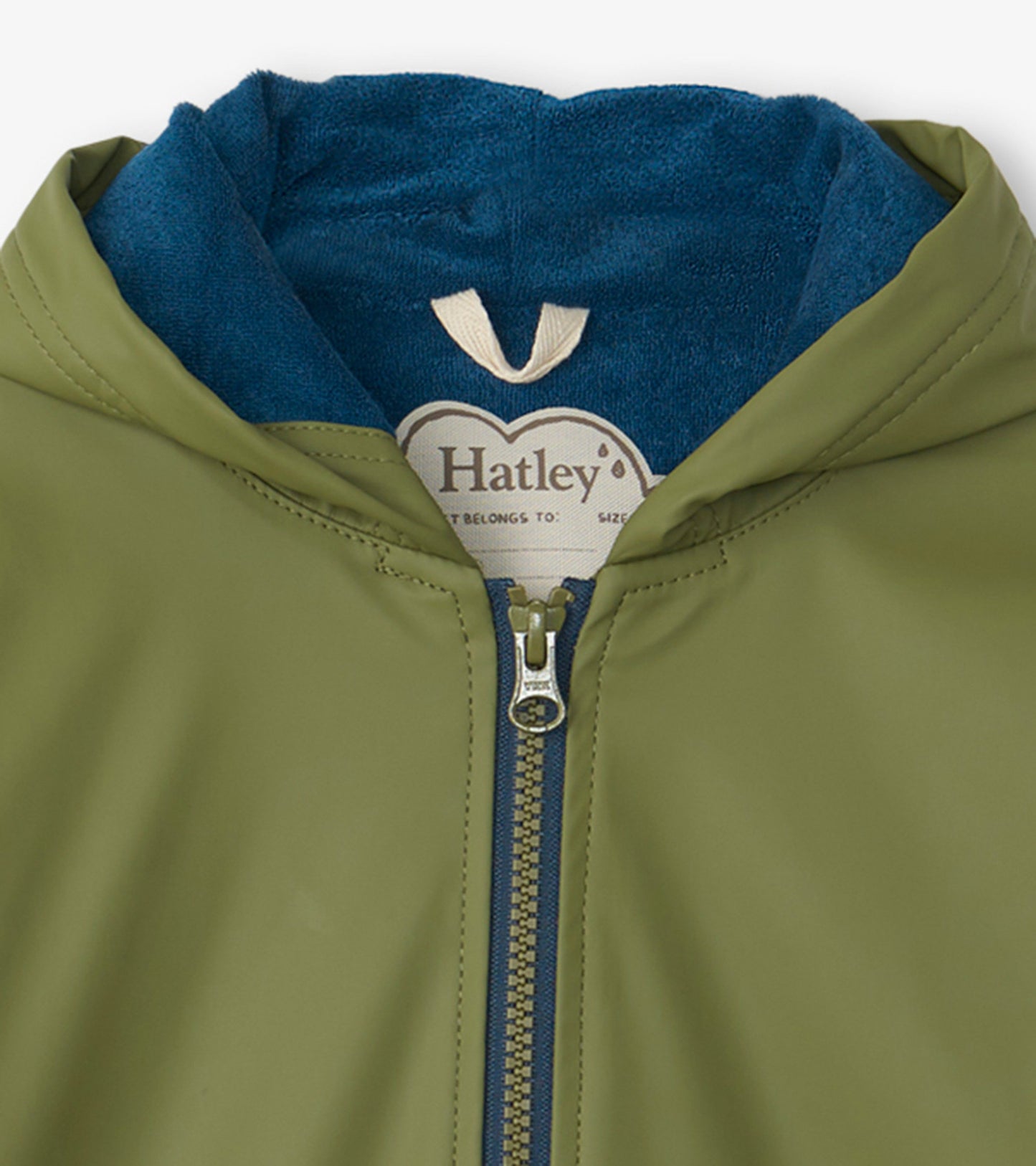 Boys Forest Green Zip-Up Rain Jacket