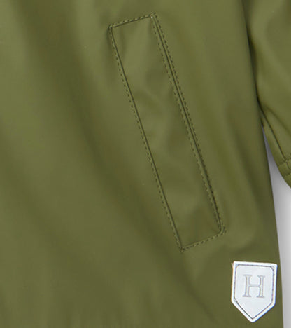 Boys Forest Green Zip-Up Rain Jacket