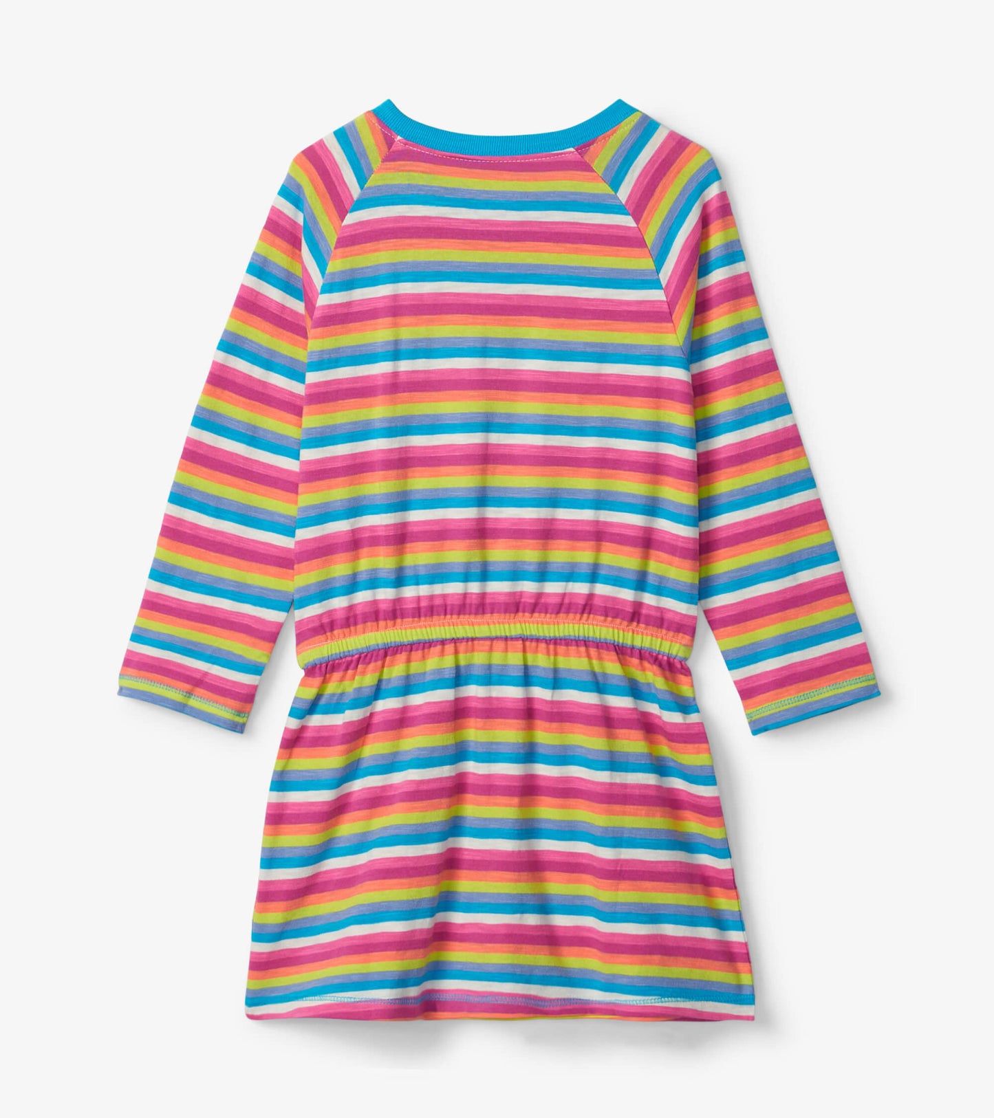 Girls Rainbow Stripes Drop Waist Dress