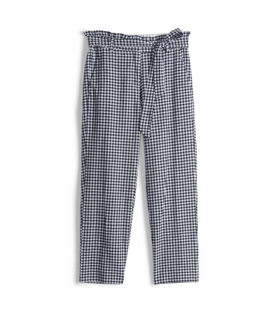 hatley Pantalon à taille froncée – Vichy bleu marine