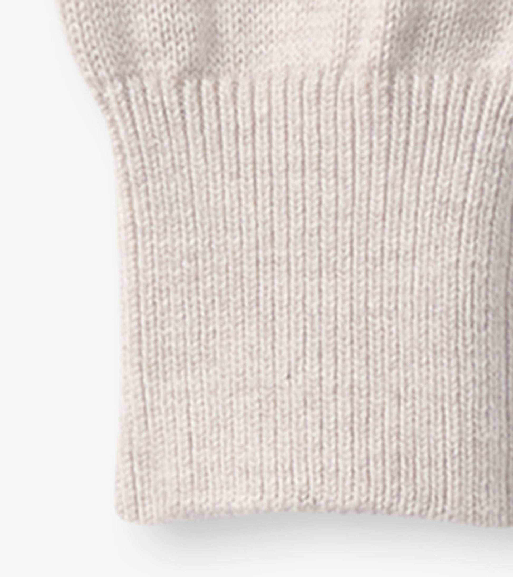 Light beige knitted pull-on sweater pants with ribbed cuffs, suitable for babies aged 0-9 months.