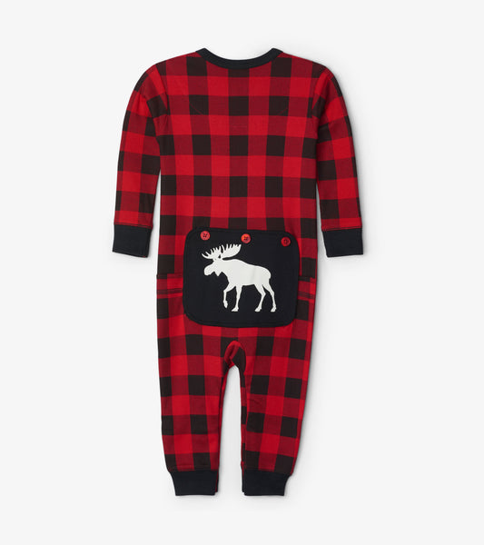 Combinaisons pour bébé – Orignal sur tartan rouge et noir