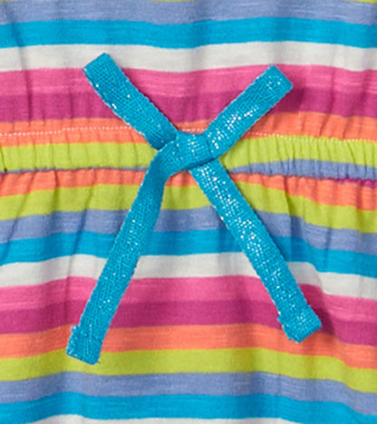 Girls Rainbow Stripes Drop Waist Dress