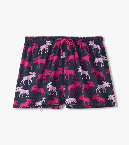 Caleçon de nuit pour femme – Orignaux framboise