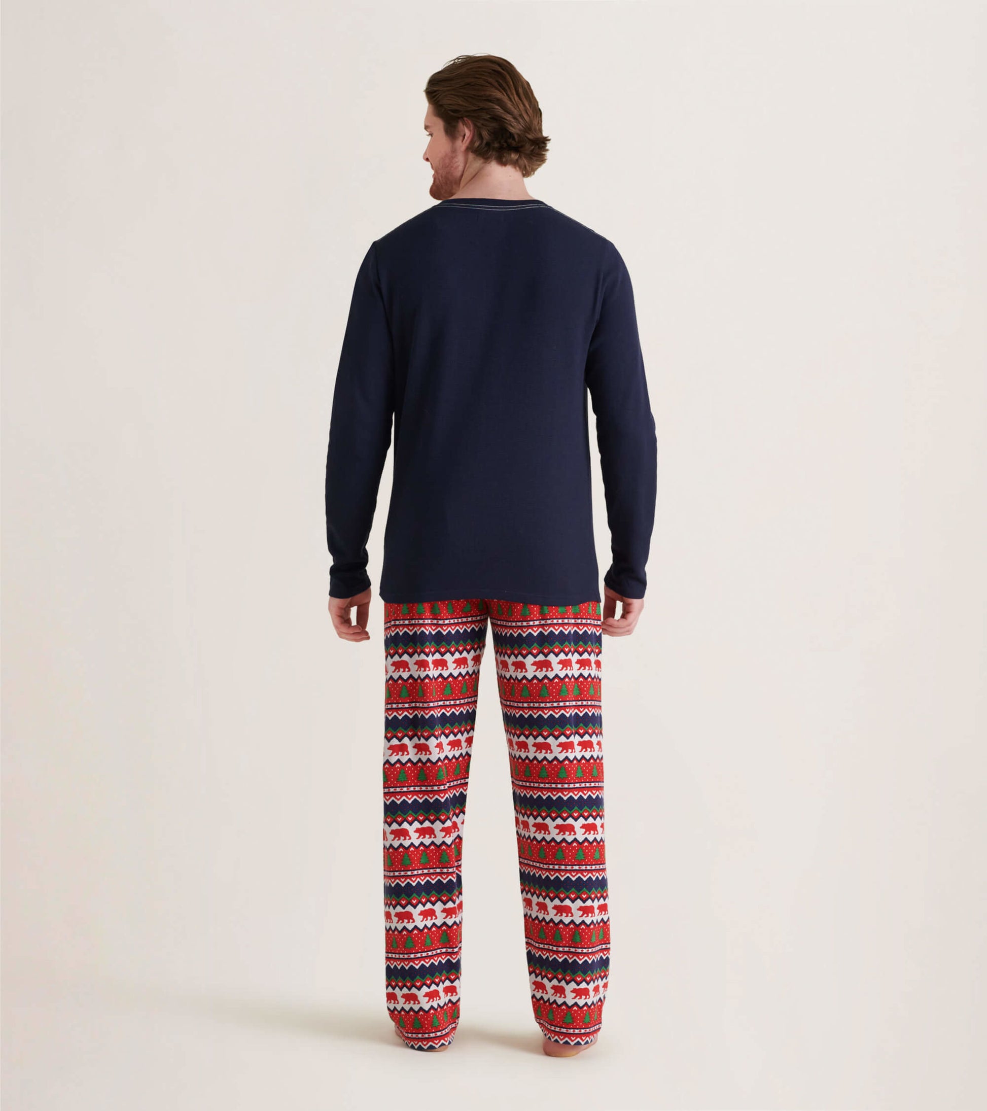 Pantalon de pyjama en jersey pour homme – Ours sur motif fair isle