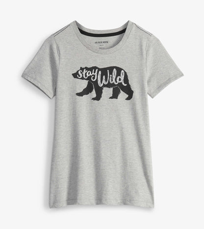 T-shirt de pyjama pour femme – Ours « Stay Wild »