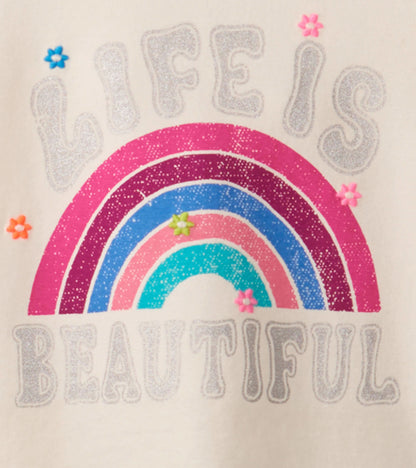 T-shirt froncé au dos – Arc-en-ciel