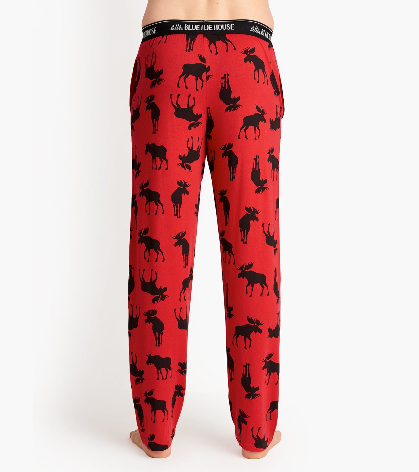 Pantalon de pyjama en jersey pour homme – Orignal sur fond rouge