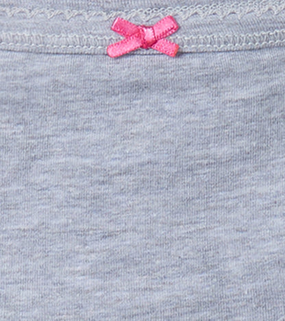 Gray hipster underwear with a soft texture and a pink bow detail on the waistband.