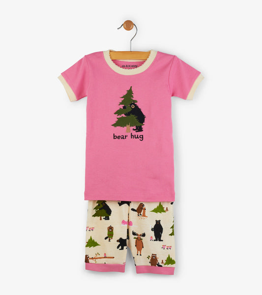 Pyjama court pour enfant – Étreinte d’ours « bear hug » rose