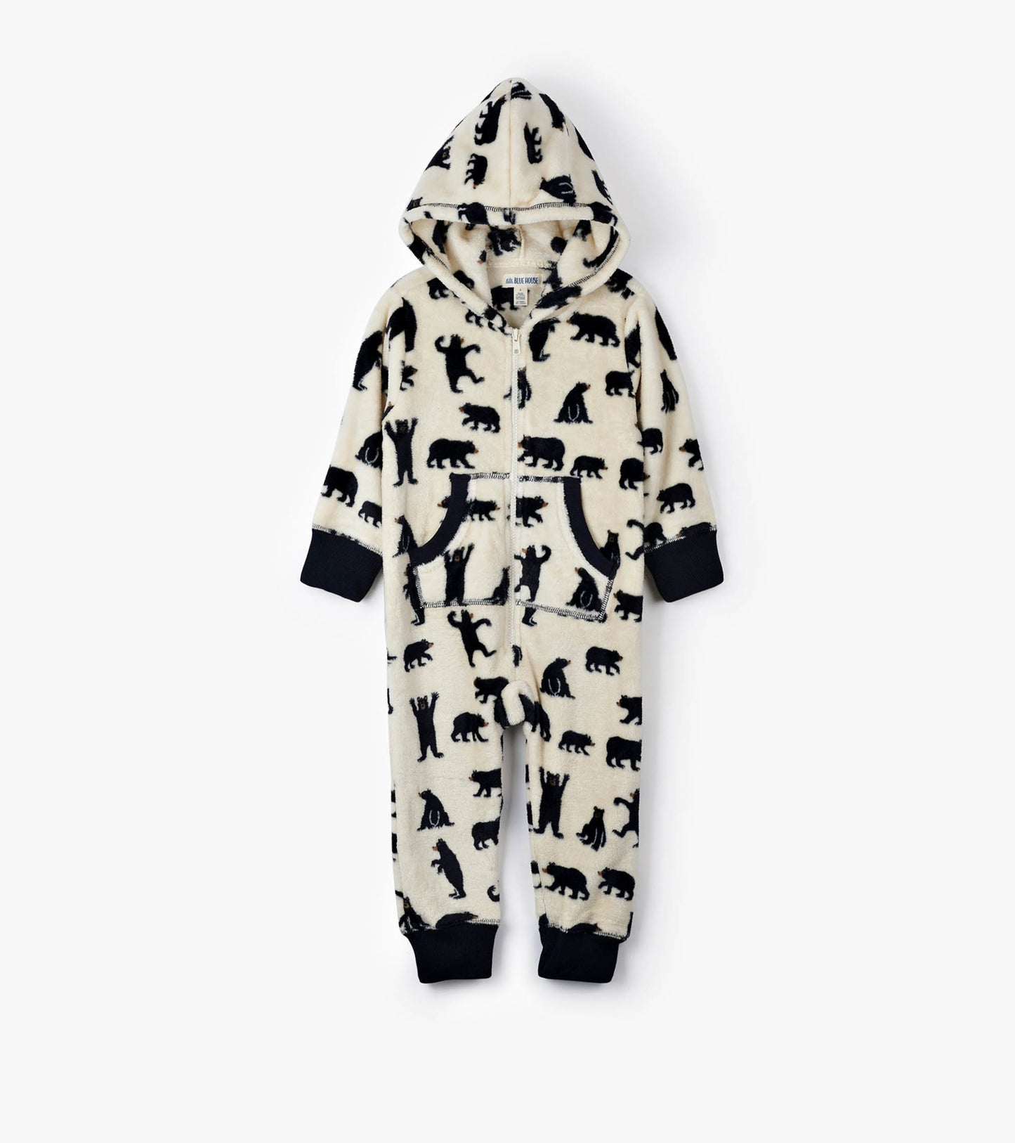 Combinaison de jour à capuchon en molleton pour enfant – Ours noirs