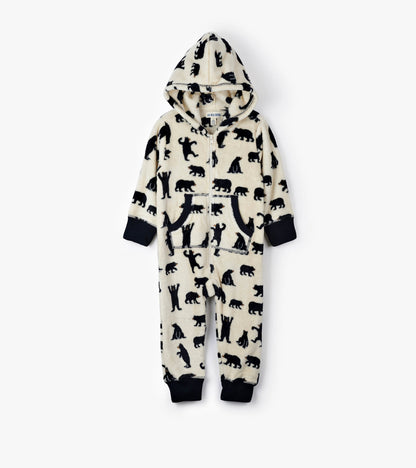 Combinaison de jour à capuchon en molleton pour enfant – Ours noirs