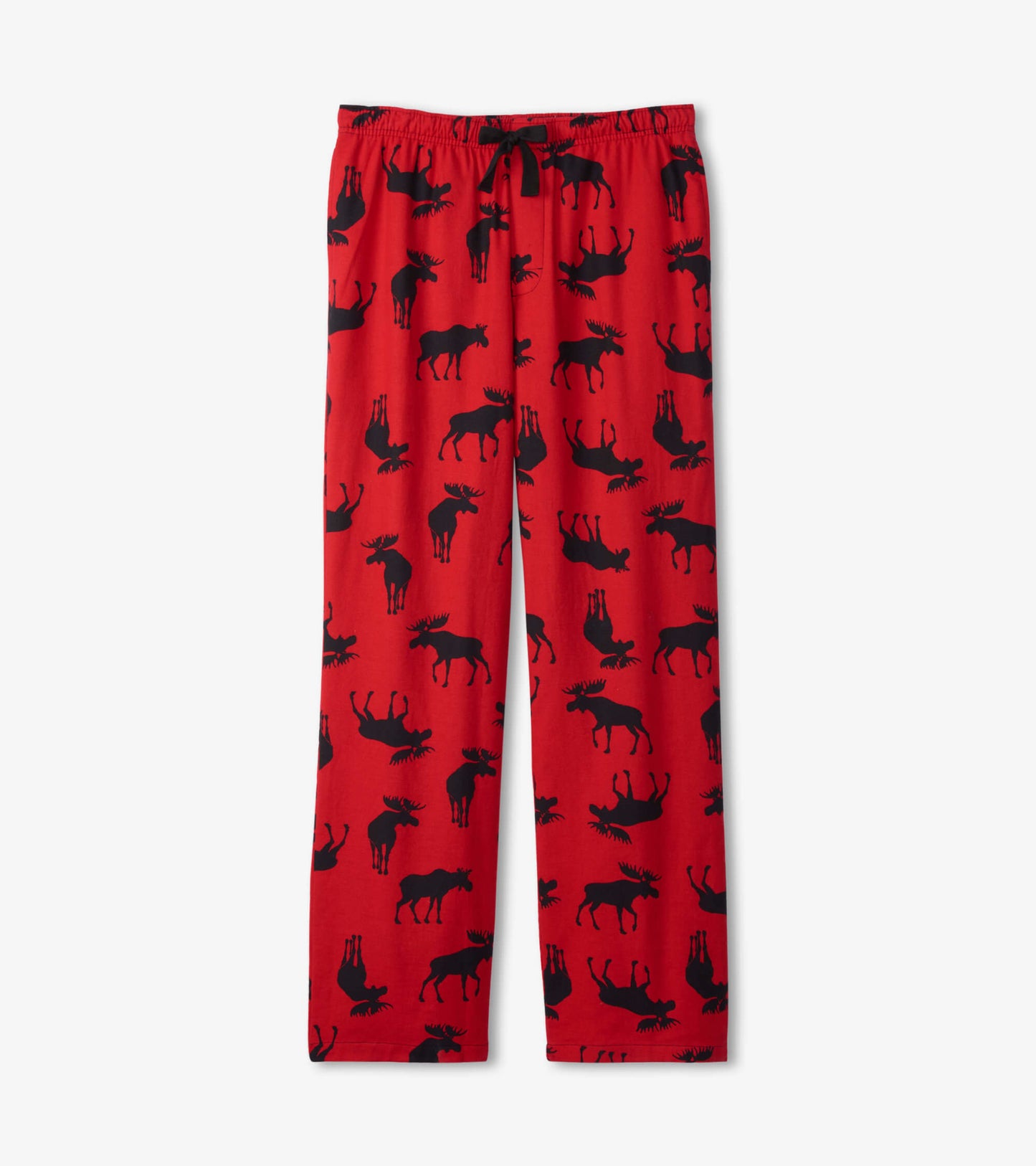 Pantalon de pyjama en flanelle pour homme – Orignaux sur fond rouge