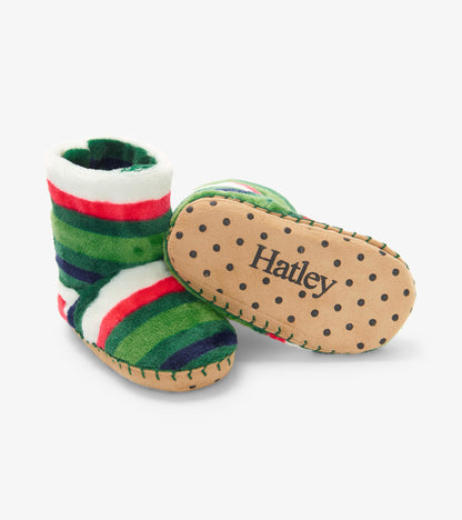 Pantoufles en molleton pour enfant – Rayures des fêtes