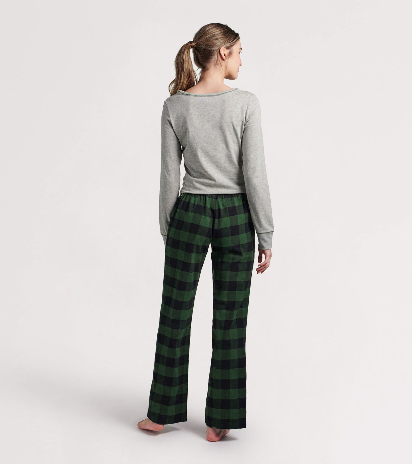 Haut en jersey extensible pour femme – Ours à motif tartan vert forêt