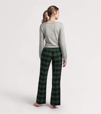 Haut en jersey extensible pour femme – Ours à motif tartan vert forêt