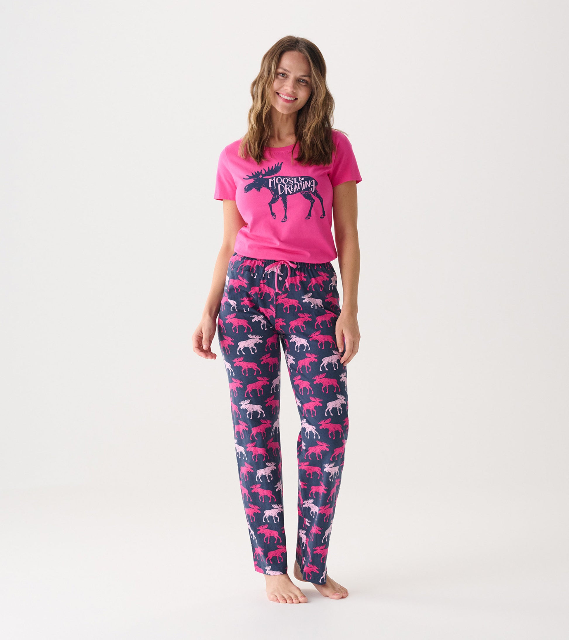 Jogger Pants Cotton Womens Pajama Pants Raspberry Moose Women's