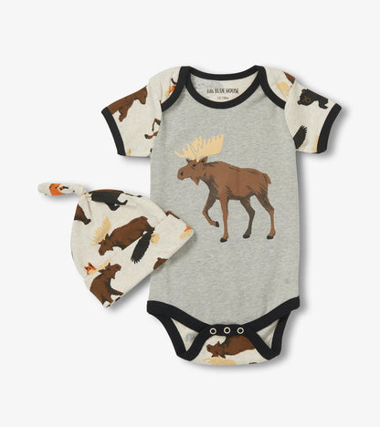 Cache-couche et bonnet – Faune des bois